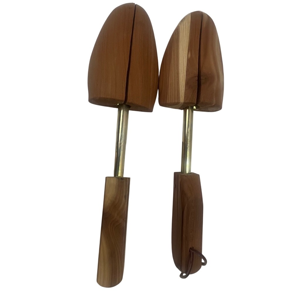 Pair Wooden Cedar Spring Loaded Unmatched Shoe Horns Stretchers Trees